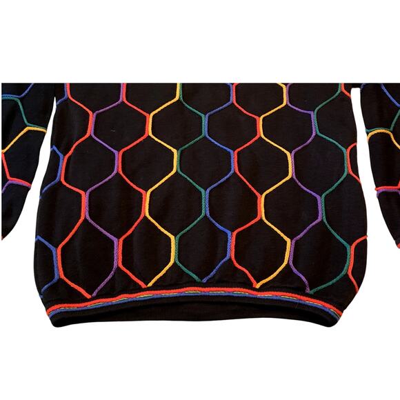 Tundra Canada Men Sweater Large Coogi Style Black Yellow Red Green Cotton - Picture 9 of 14